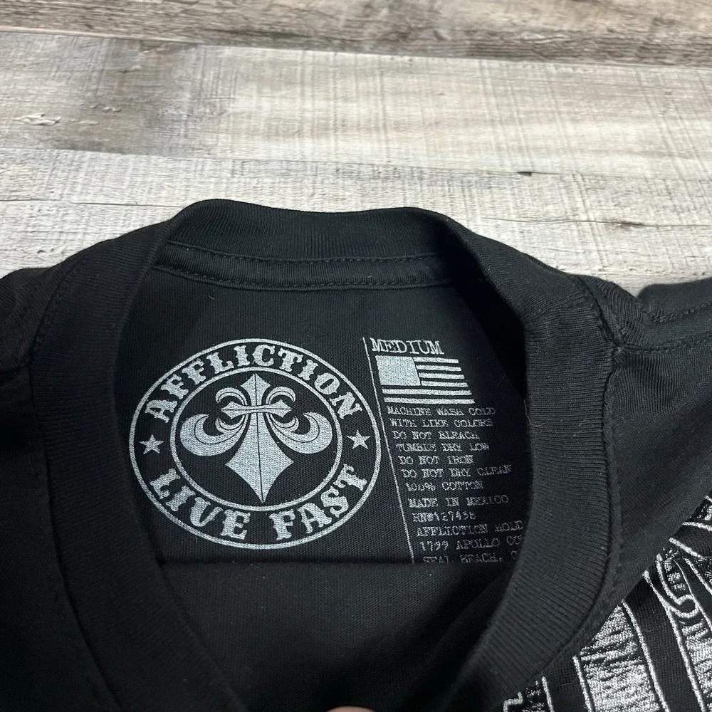 Affliction Shirt Size Small Black Long Sleeve Horsemen Y2K MMA Punk Grunge